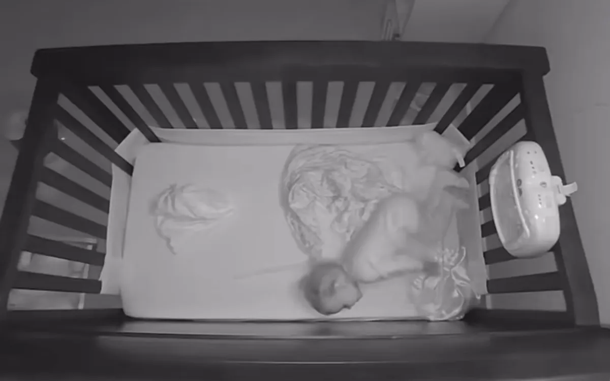 Karli Paradise-Sabecky's youngest daughter as a baby in her crib.