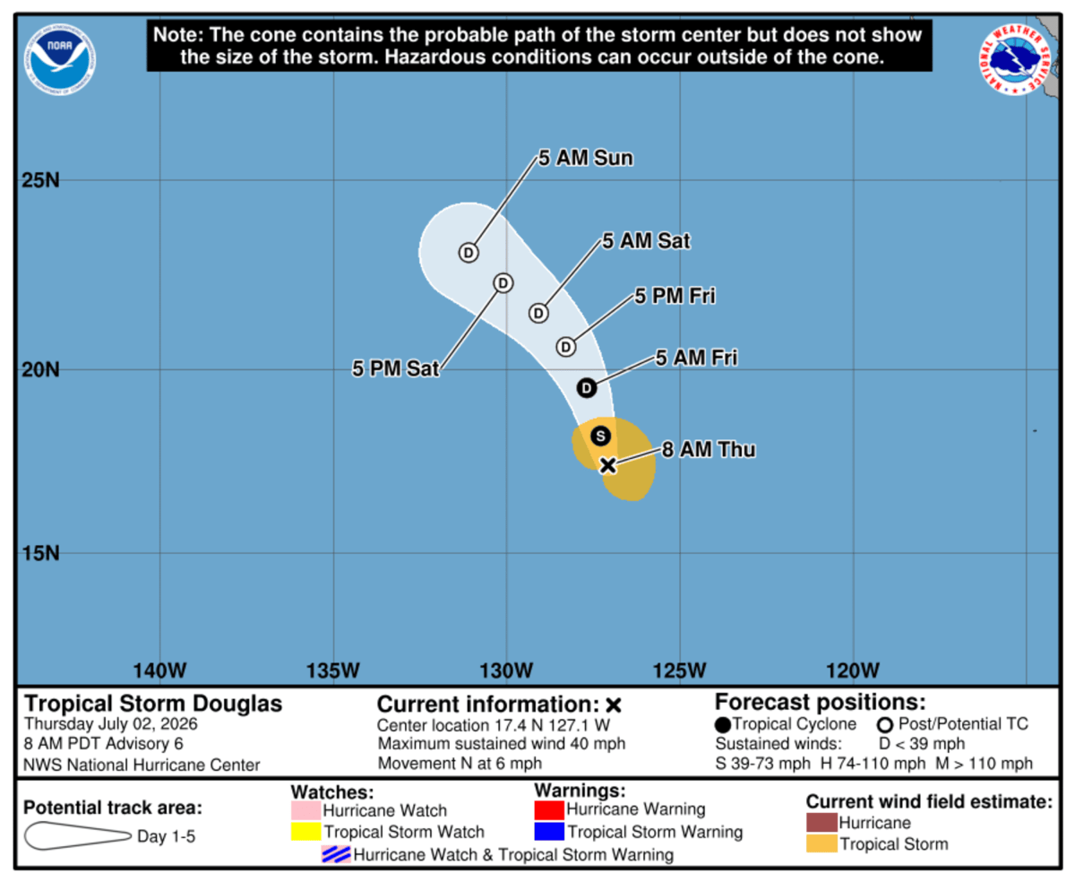 Tropical Storm Douglas: Spaghetti Models Show Storm Track Near US Coast