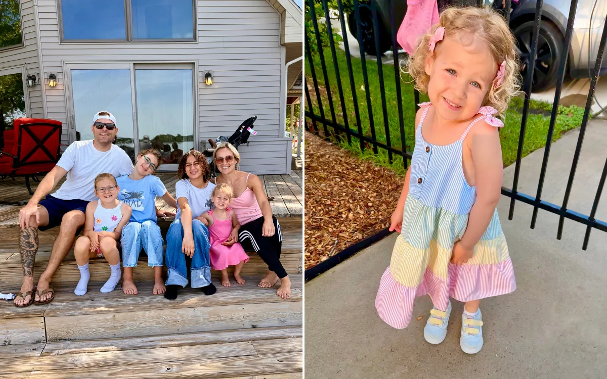 Karli Paradise-Sabecky with her family and her youngest daughter now.