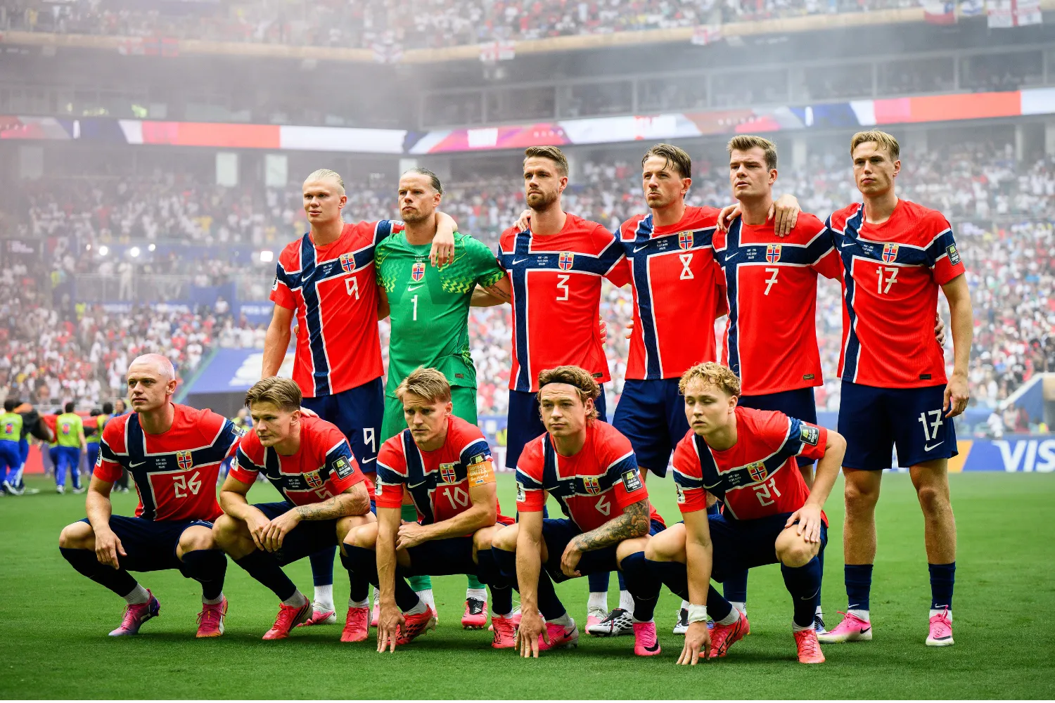 A team photo of Norway prior to the FIFA World Cup 2026 Quarter Final match between Norway and England at Miami Stadium.