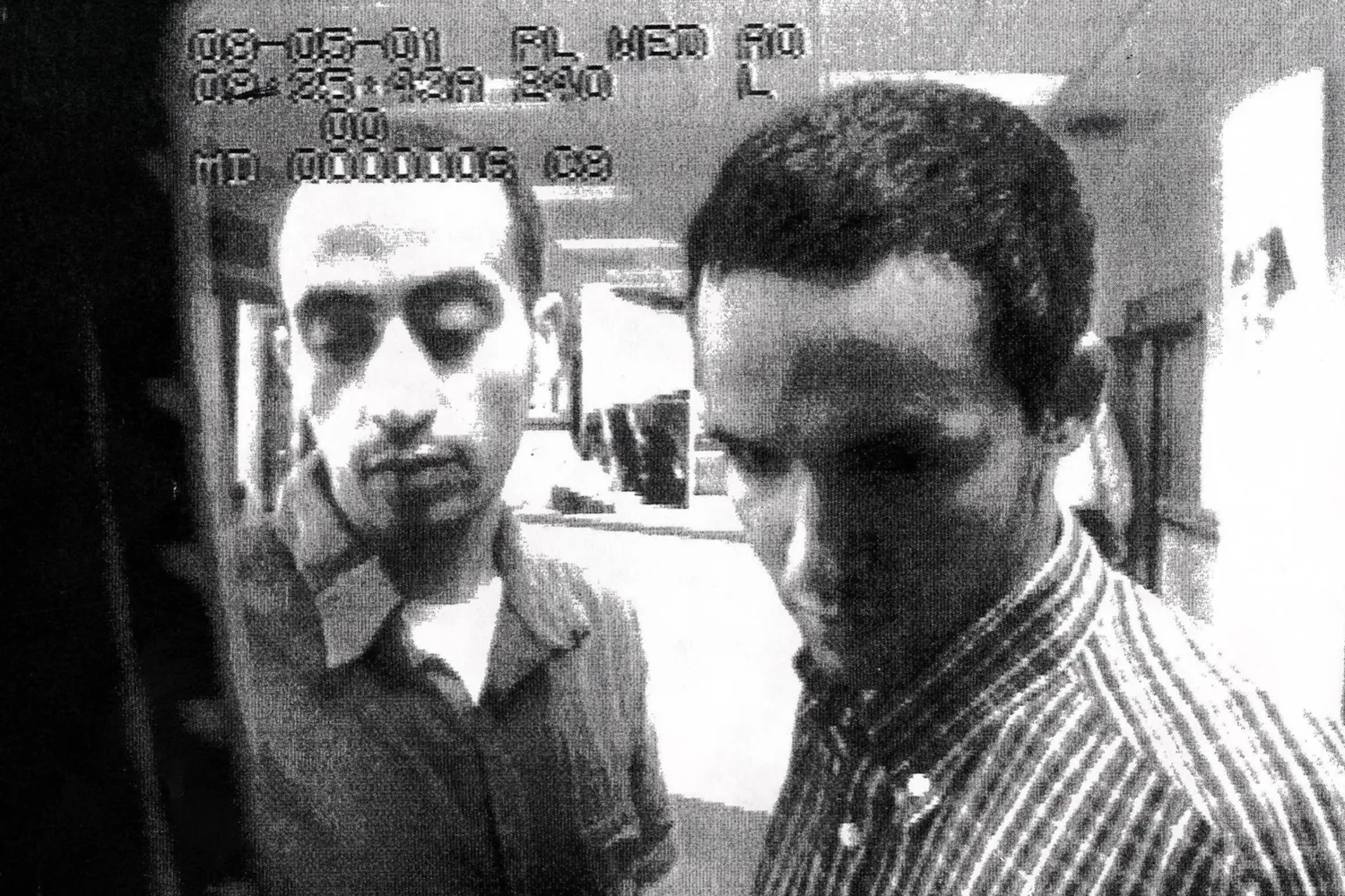 This recent undated automated teller machine photo shows reported hijackers Hani Hanjour (L) and Majed Moqed in a surveillance camera image. According to local news reports, Hanjour is believed to have flown American Airlines Flight 77 which crashed into the Pentagon in Washington, DC 11 September.