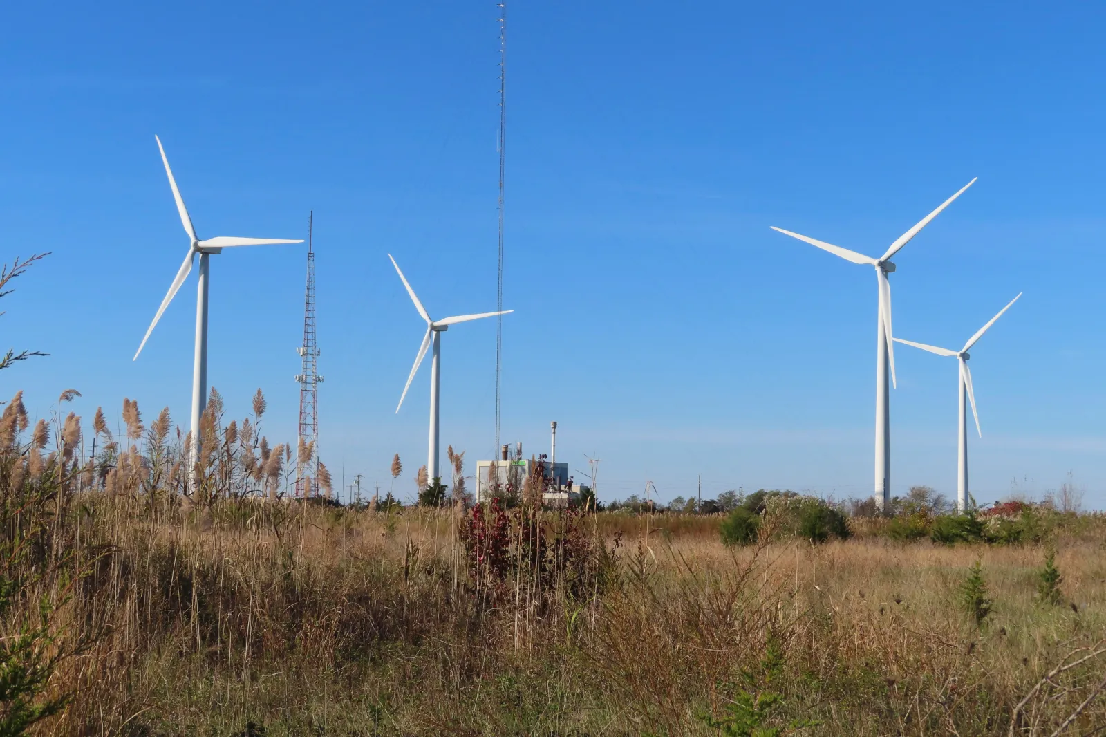 Land-based wind turbines spin in Atlantic City, New Jersey, on November 3, 2023. (AP Photo/Wayne Parry)