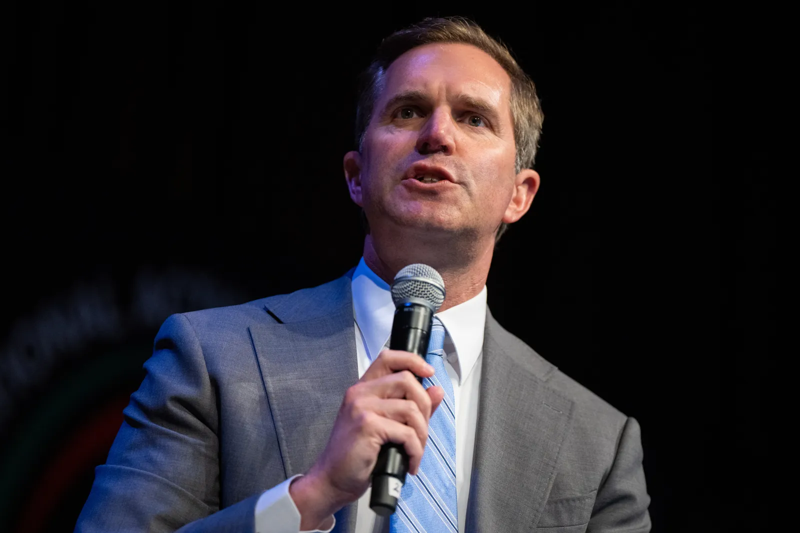 Kentucky Governor Andy Beshear, a Democrat, speaks at the National Action Network (NAN) Convention in New York on April 11. | AP Photo/Angelina Katsanis