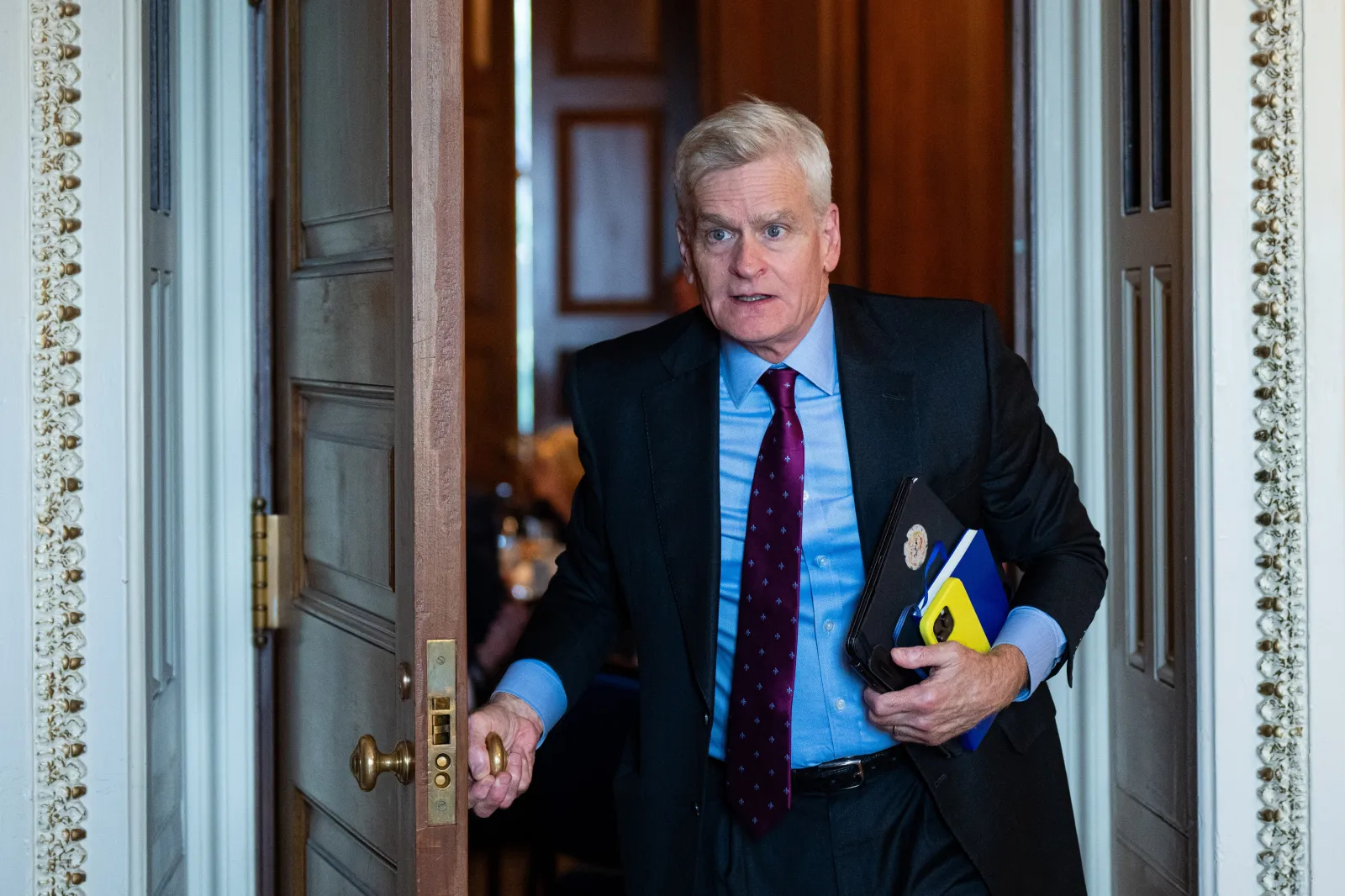 Senator Bill Cassidy leaving a meeting at the U.S. Capitol in Washington D.C. in July.