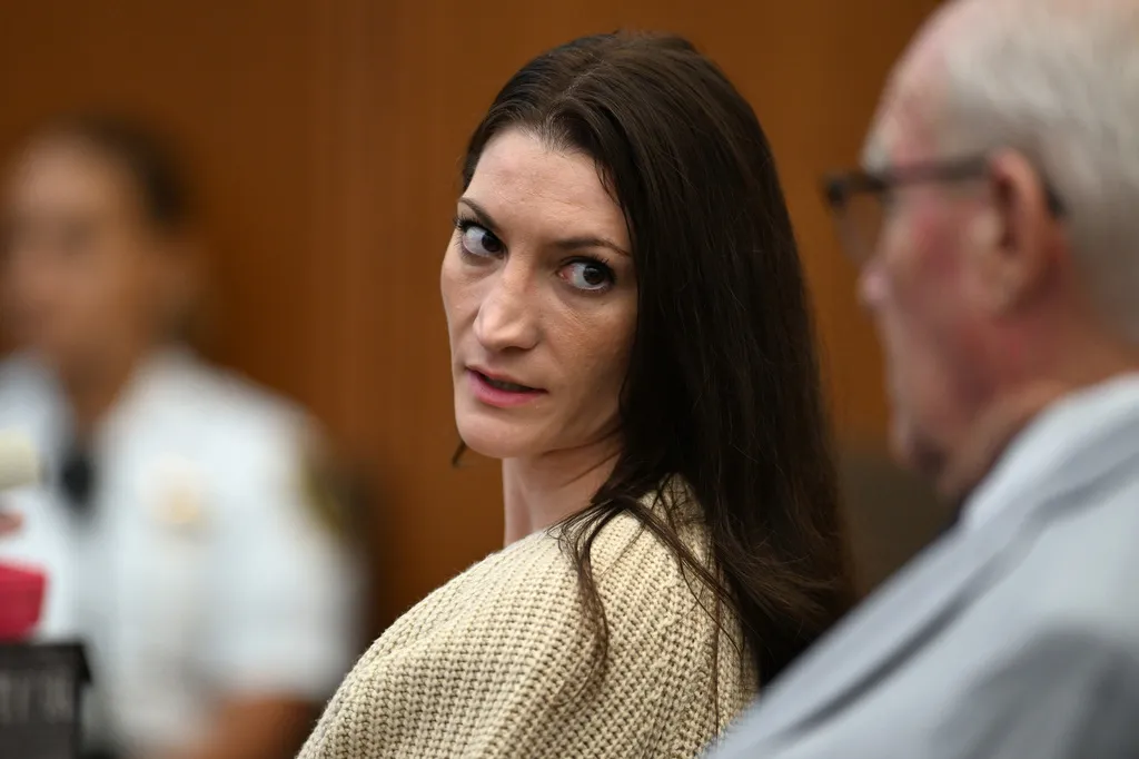 Lindsay Clancy speaks with her lawyer during proceedings in her murder trial on August 20, 2026, in Plymouth, Massachusetts.
