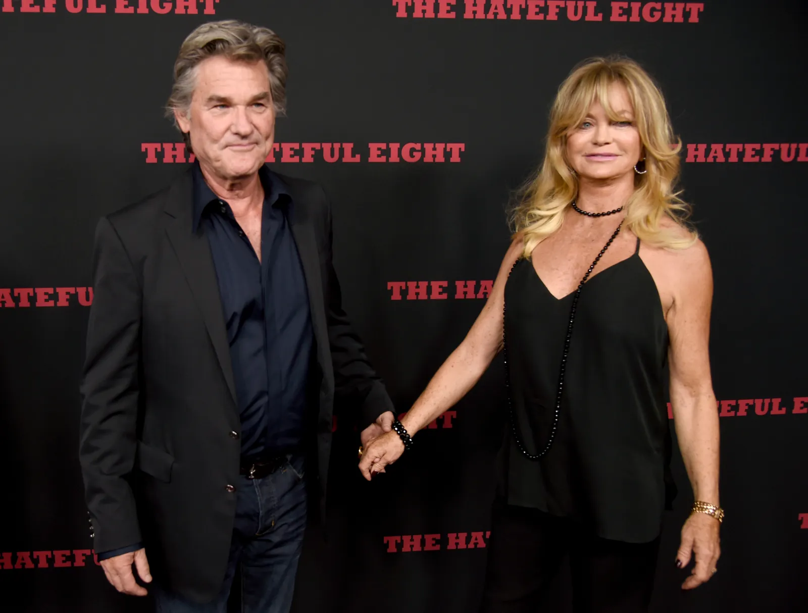 Kurt Russell, left, and Goldie Hawn arrive at the Los Angeles premiere of "The Hateful Eight" at the Cinerama Dome on Monday, Dec. 7, 2015.