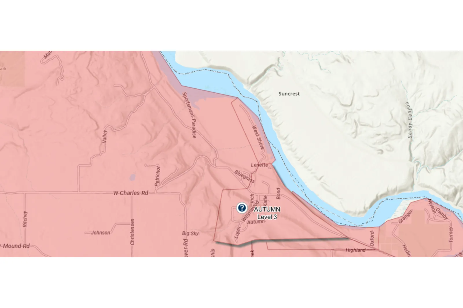 A map showing the Level 3 evacuation zone due in and around Spokane, Washington, on Sunday, August 2, 2026 | Spokane County Evacuation