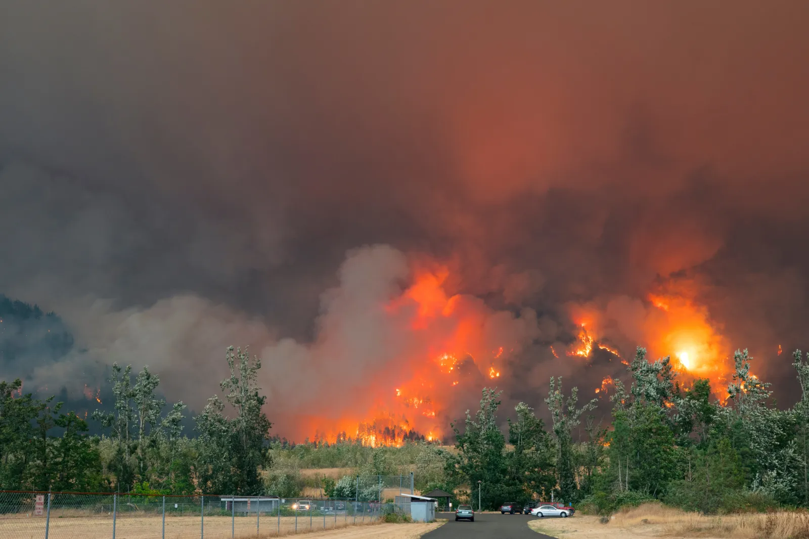The Eagle creek fire is seen in the Columbia River Gorge in Washington in 2017.