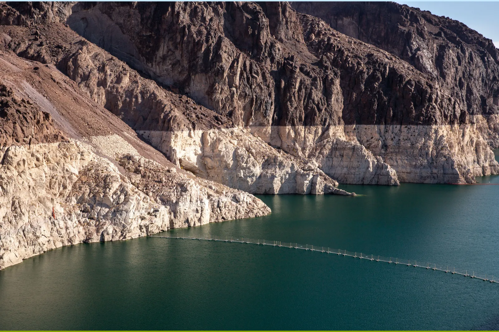  A "bathtub ring" watermark is seen at Hoover Dam/Lake Mead on July 12, 2022 near Boulder City, Nevada.