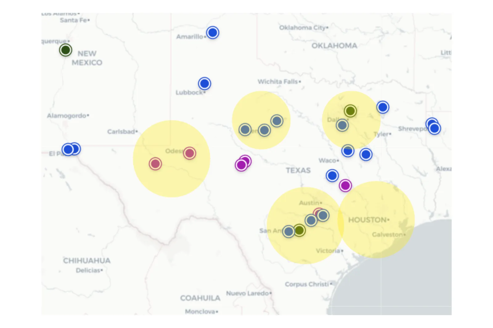 Map showing hotspot power areas and data center projects that are under construction or operational, according to Brockovich AI Data Center Reporting.