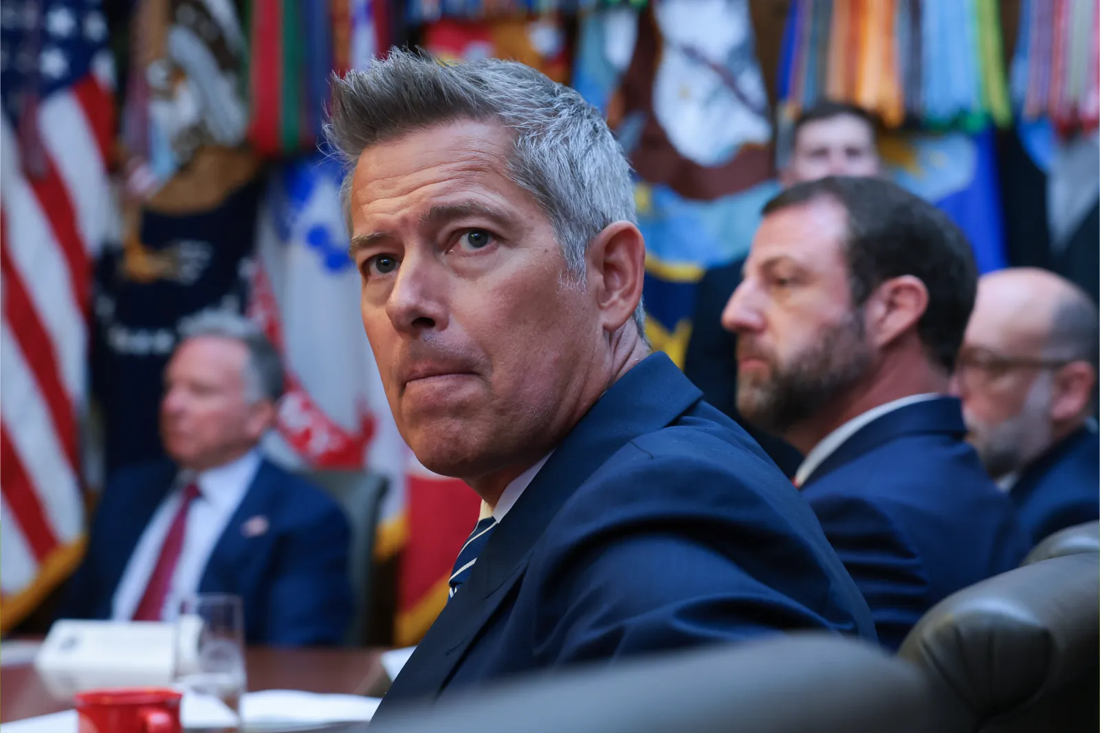 Secretary of Transportation Sean Duffy attends a Cabinet Meeting at Camp Davaid, the presidential retreat, on July 31, 2026 in Camp David, Maryland.