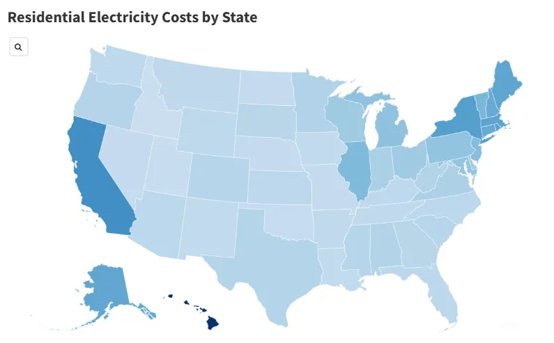Map Shows Electricity Costs in Every State as AI Data Centers Surge Prices