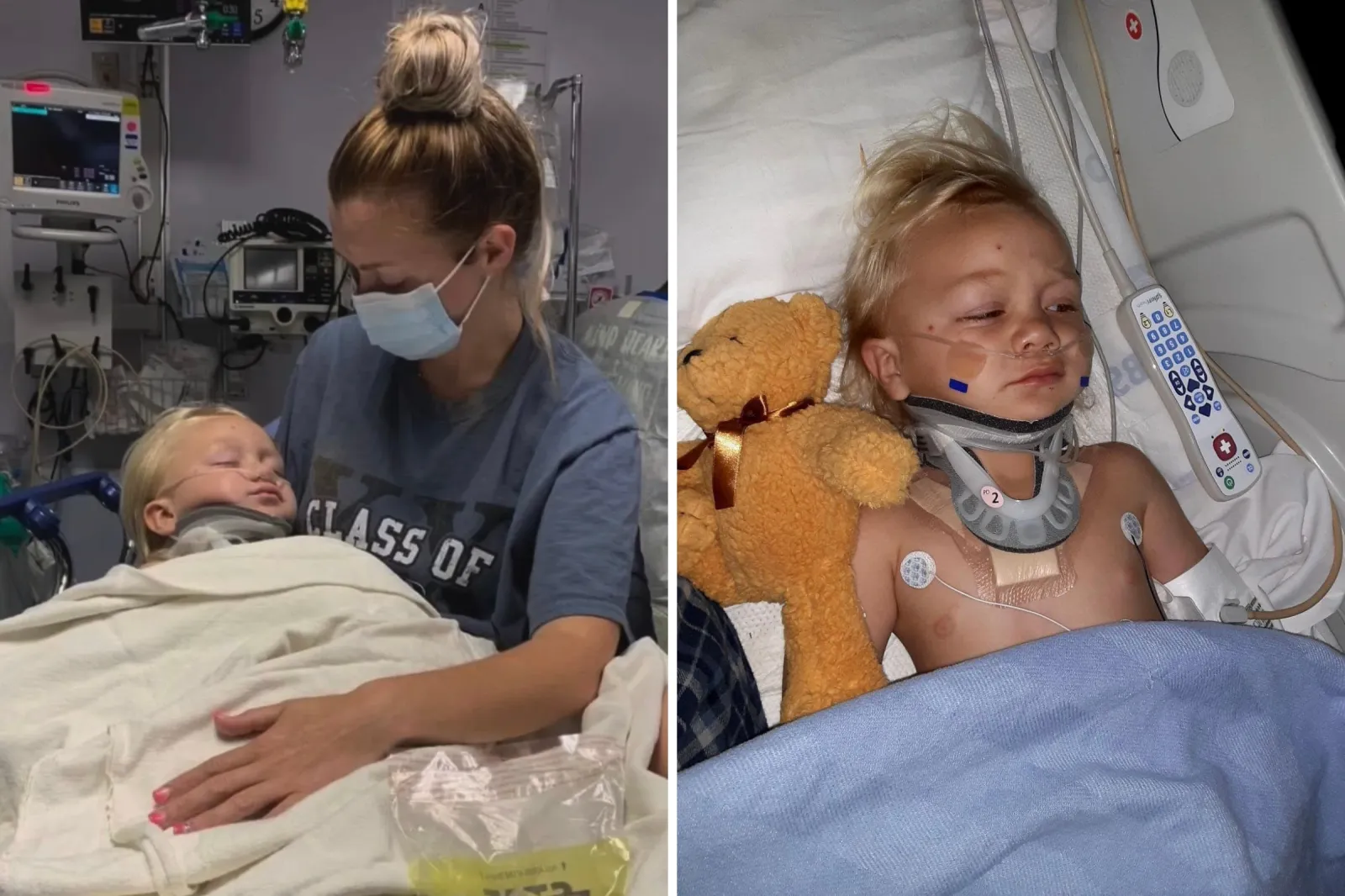 Ezra is seen in the hospital in July 2020.