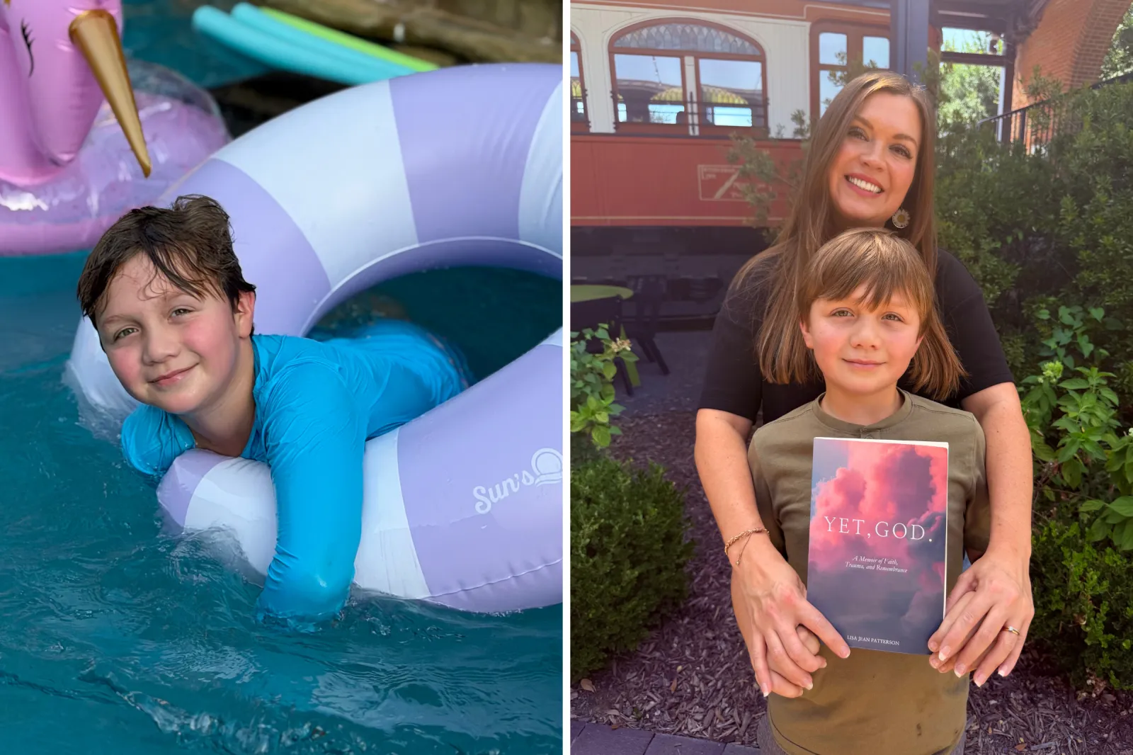 Ezra is seen in the pool, and with his mother Lisa.