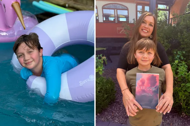 Ezra is seen in the pool, and with his mother Lisa.