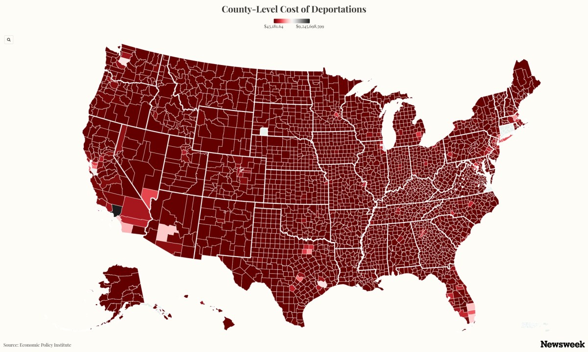 Map Shows ICE Deportation Costs in Every US County