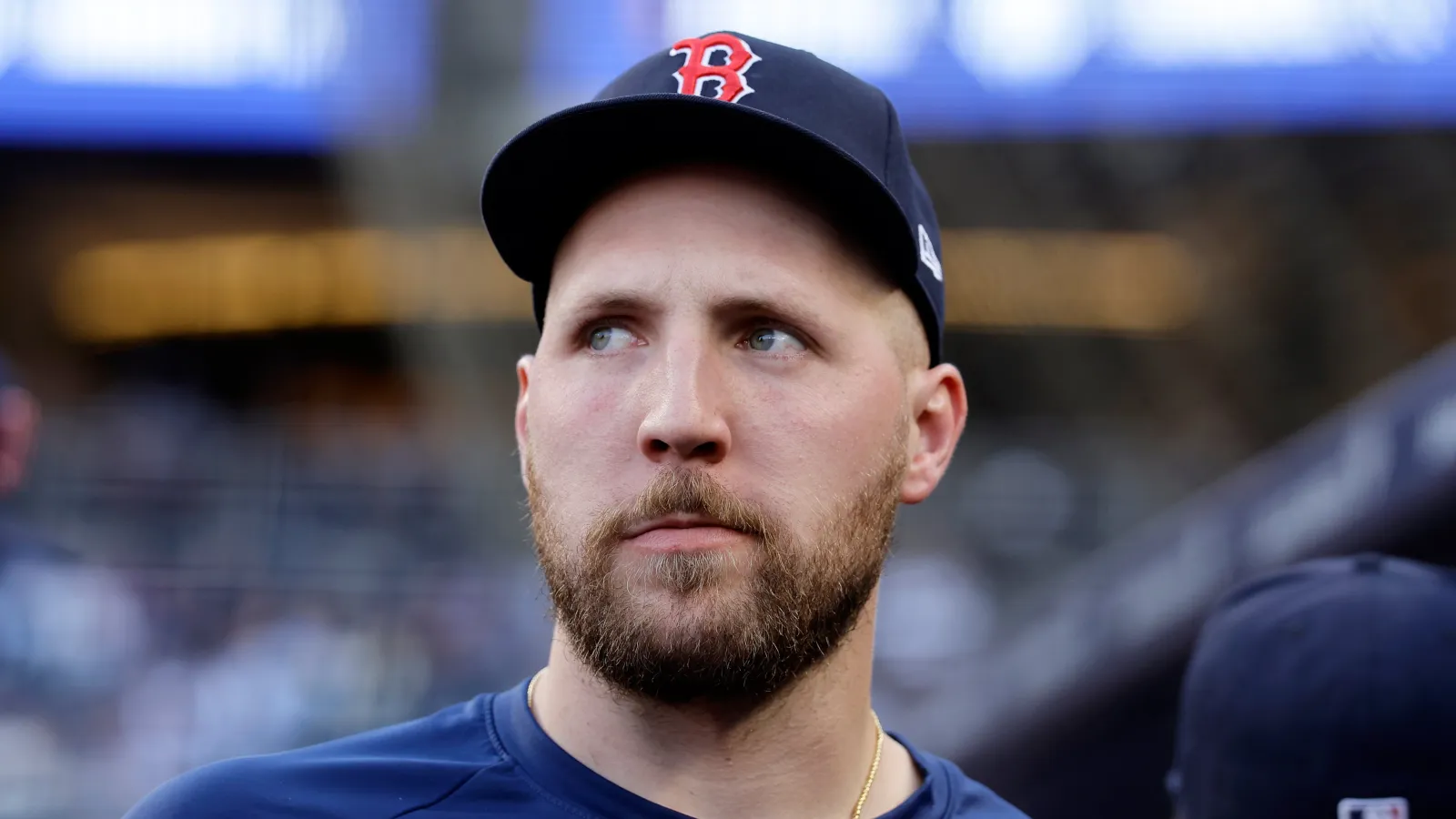  Garrett Crochet #35 of the Boston Red Sox looks on before a game against the New York Yankees at Yankee Stadium on June 05, 2026 in New York City. The Red Sox defeated the Yankees 5-3. (Photo by Jim McIsaac/Getty Images)