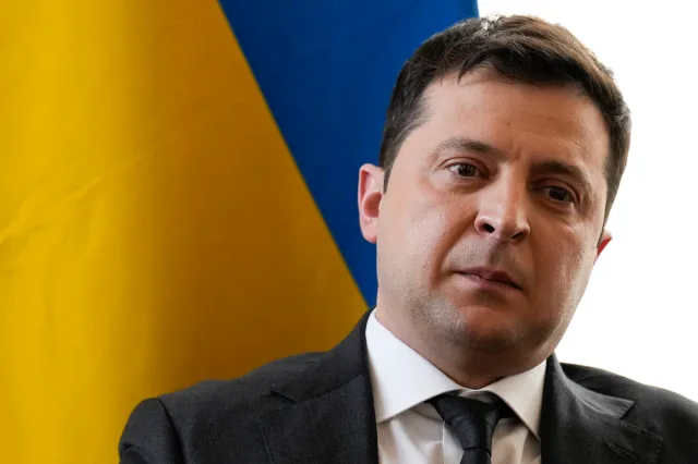 Ukrainian President Volodymyr Zelenskyy attends a meeting with British Prime Minister Boris Johnson (not pictured) at the 2022 Munich Security Conference on February 19, 2022 in Munich, Germany