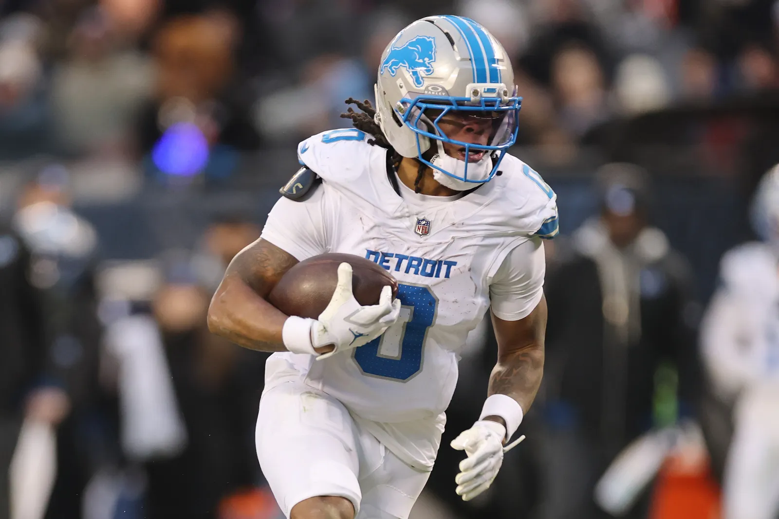 Jahmyr Gibbs #0 of the Detroit Lions.