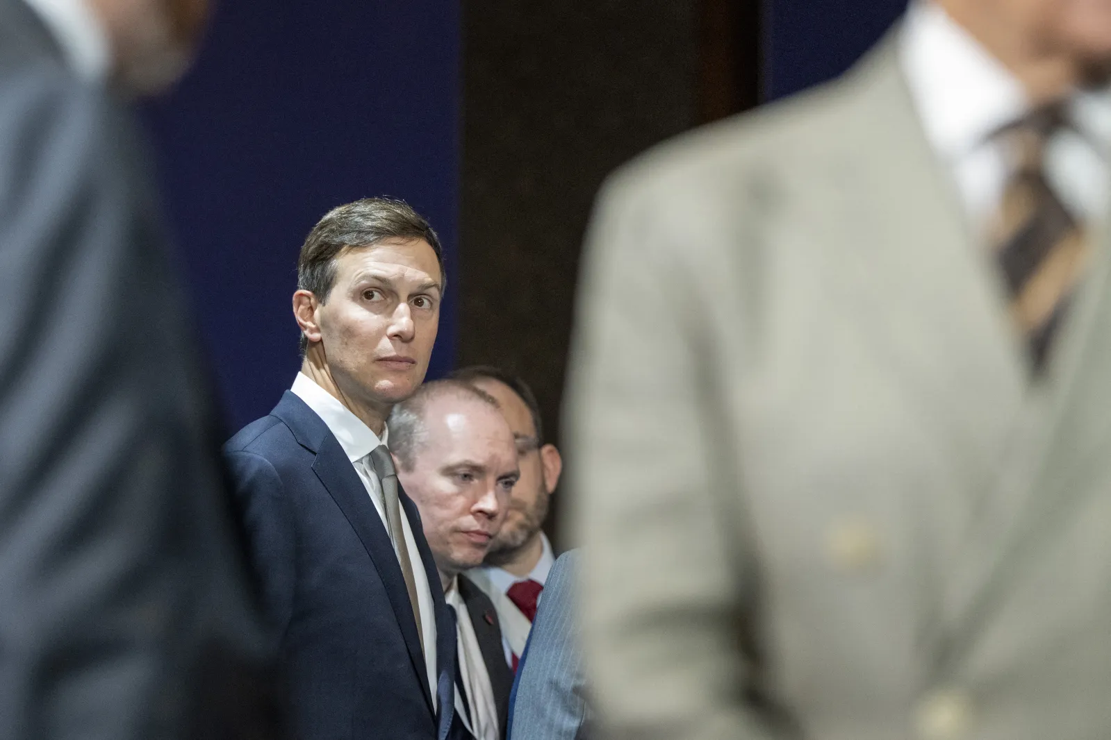 U.S. President Donald Trump's adviser and son-in-law, Jared Kushner, reacts ahead of a meeting between the United States, Iran, Pakistan and Qatar near Lake Lucerne, Switzerland, on June 21, 2026.