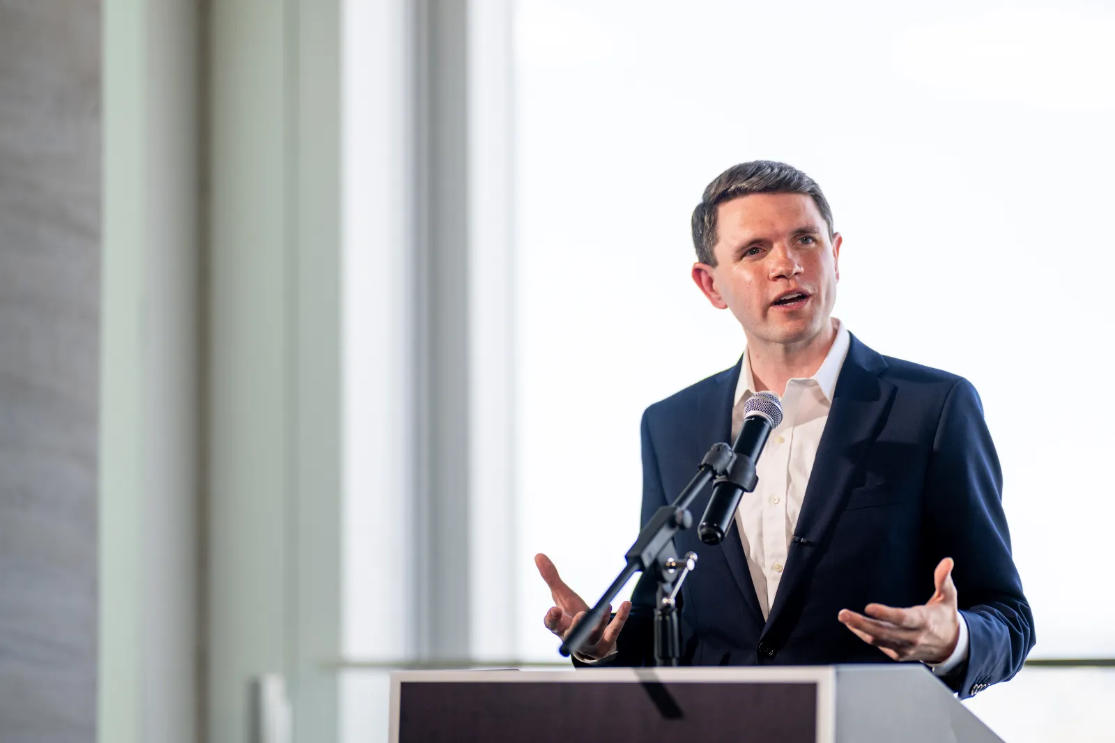 Democratic U.S. Senate candidate James Talarico speaks during a news conference at the Hyatt Centric Congress Avenue on July 22 in Austin, Texas. (Photo by Brandon Bell/Getty Images)