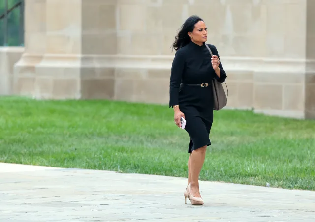 Journalist Kristen Welker arrives for the funeral service for the late U.S. Sen. Lindsey Graham (R-SC) outside the Washington National Cathedral on July 28, 2026 in Washington, D.C.