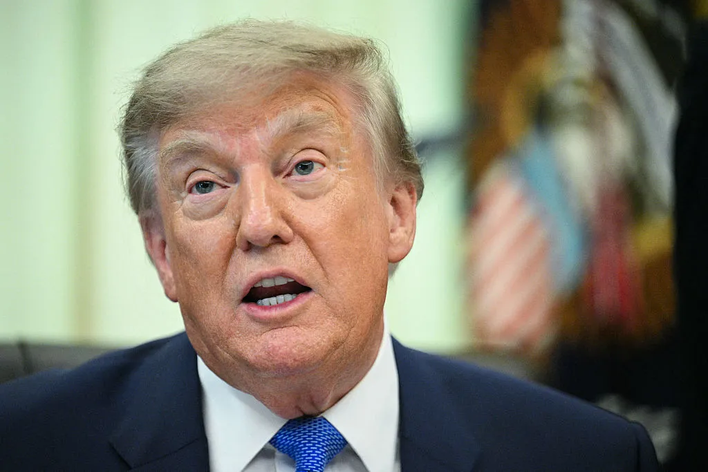 President Donald Trump speaks in the Oval Office before signing an executive order calling for more research and flexibility on vaccines on August 10, 2026.
