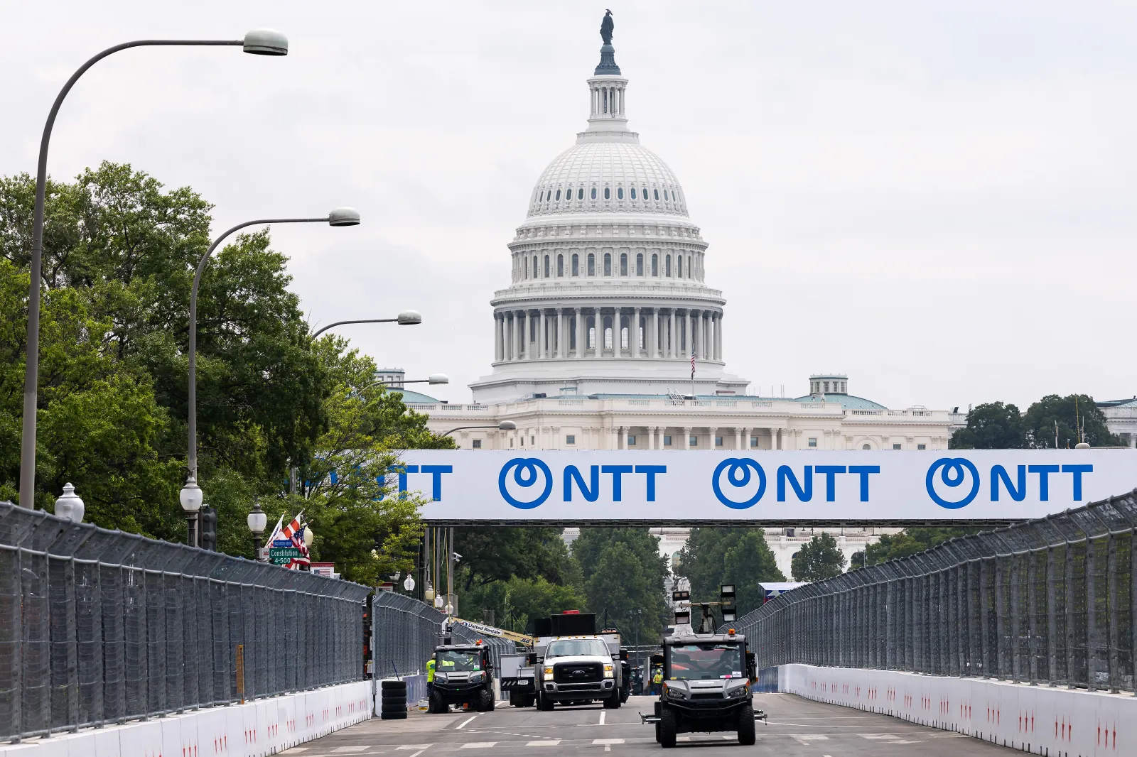 The U.S. Capitol is seen along the Freedom 250 Grand Prix track on August 20, 2026, in Washington, D.C.
