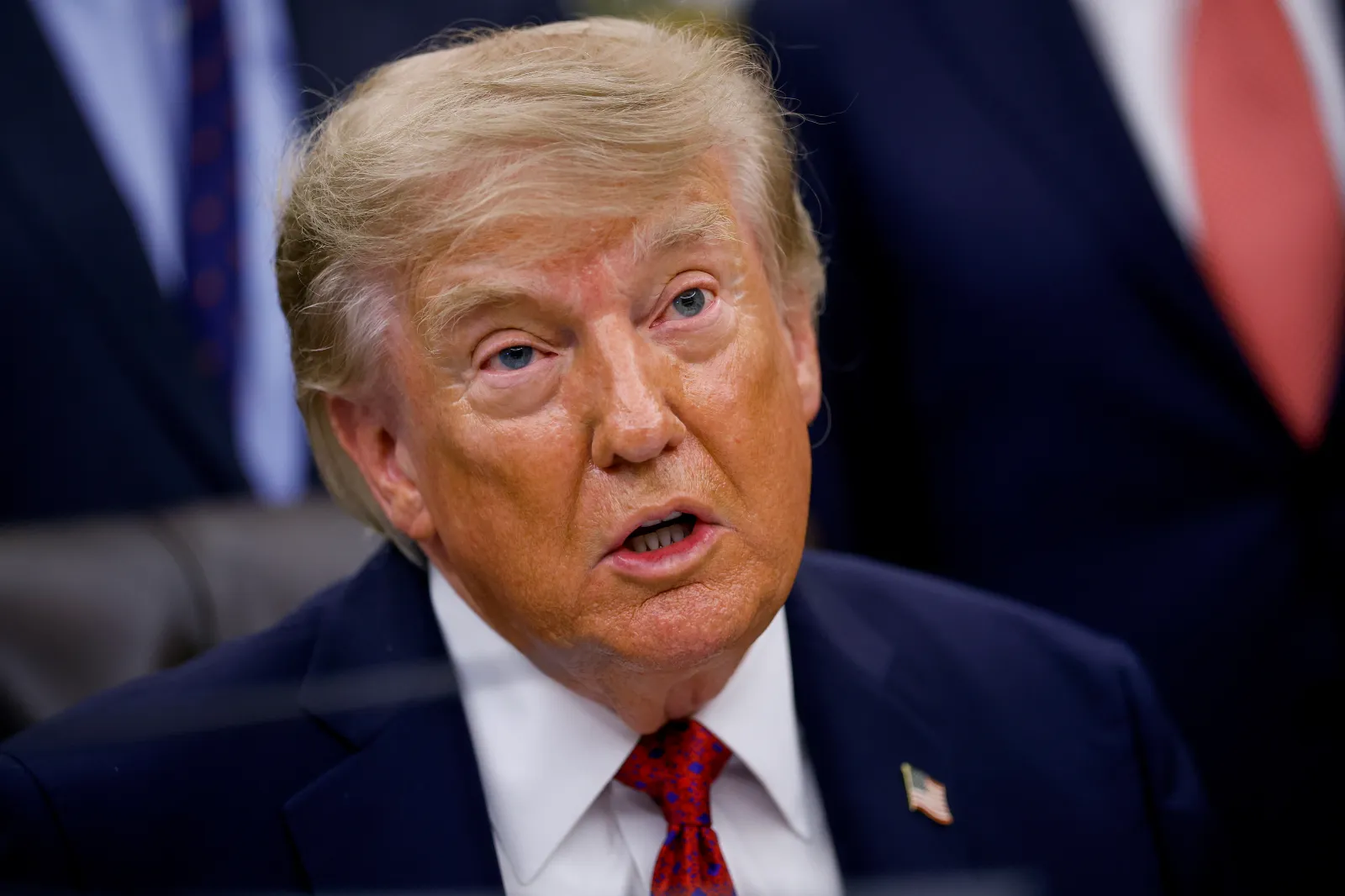 President Donald Trump speaks during a health care affordability event in the Oval Office of the White House on August 31, 2026.