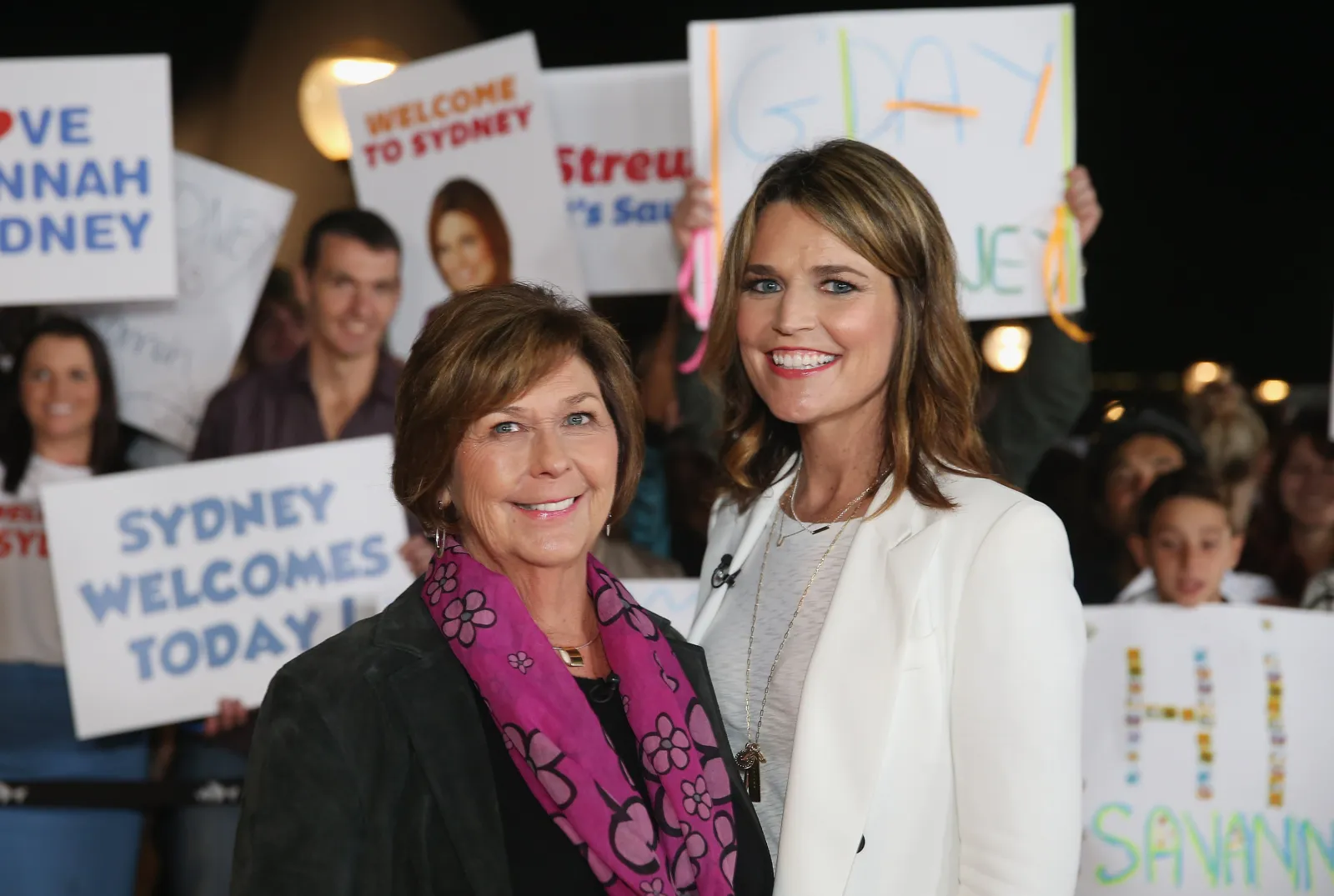 Savannah Guthrie poses alongside her mother Nancy Guthrie during a production break while hosting NBC's "Today Show" live from the Sydney Opera House on May 4, 2015 in Sydney, Australia.