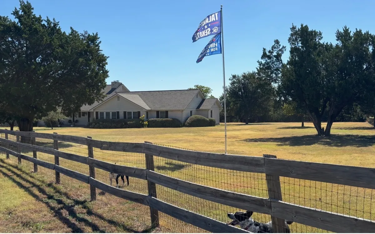 Mike and Donna Bogert's home and the flags outside.
