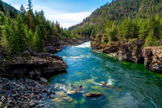 Kootenai Falls and Swinging Bridge Park is a walking park west of Libby, Montana.