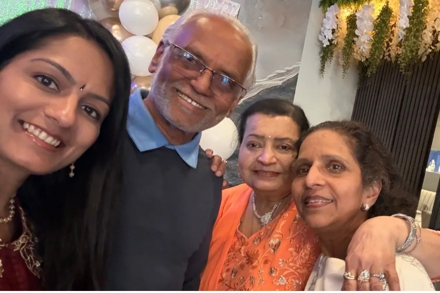 Jitendra Patel and Amita Amin with Jigisha Motwani and her mother in May.