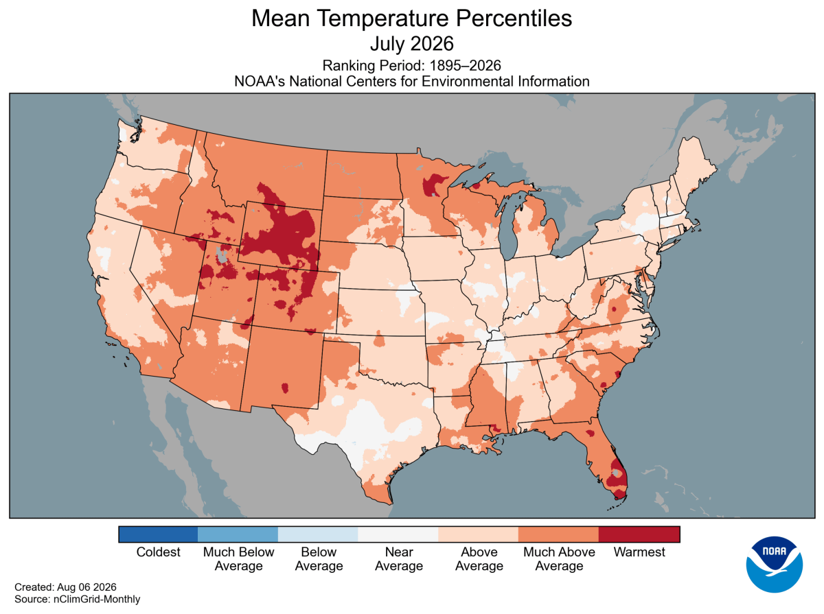 Map: America's Hottest Month Ever, State by State
