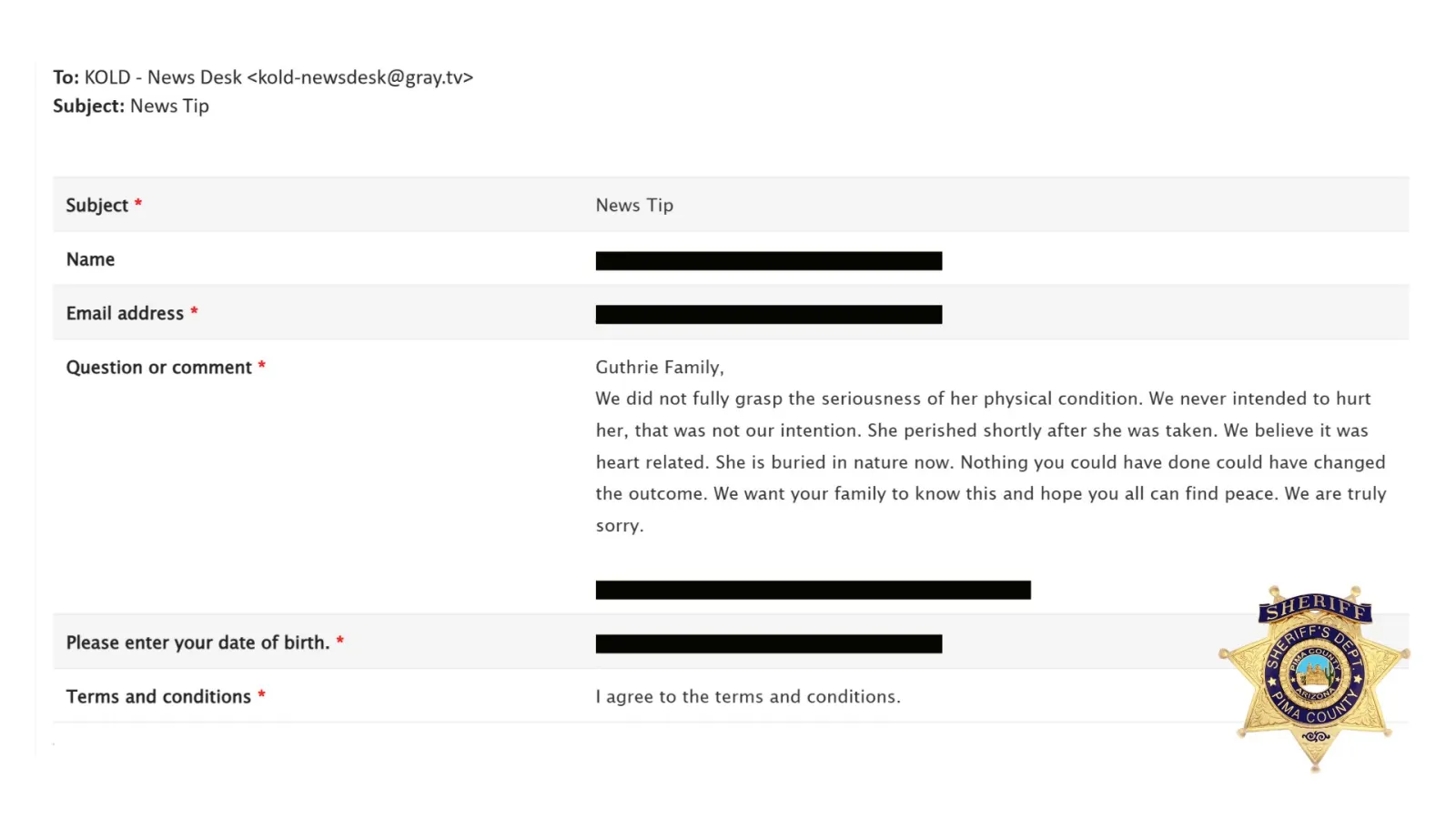 Alleged note 2 sent to media organizations on February 6.
