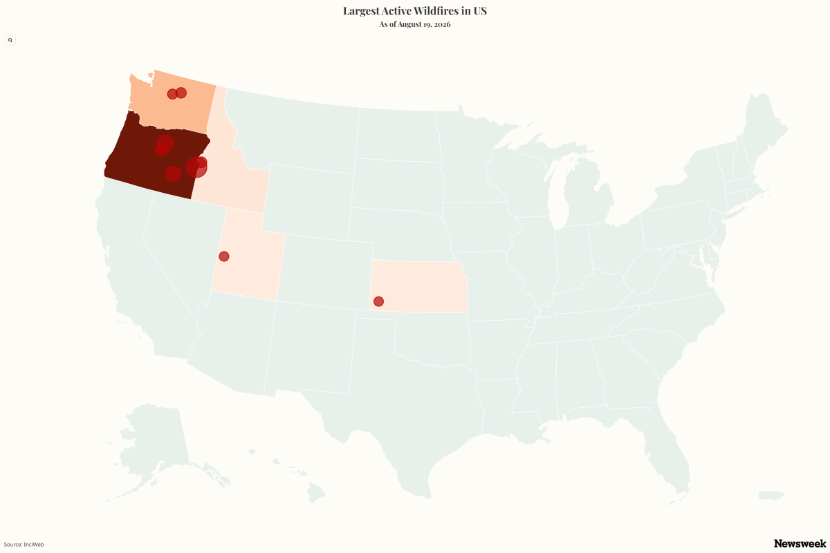 Map Shows Largest Active Wildfires in US Right Now
