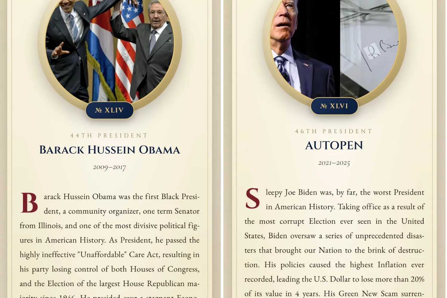 Pictures from the online Presidential Walk of Fame webpage.