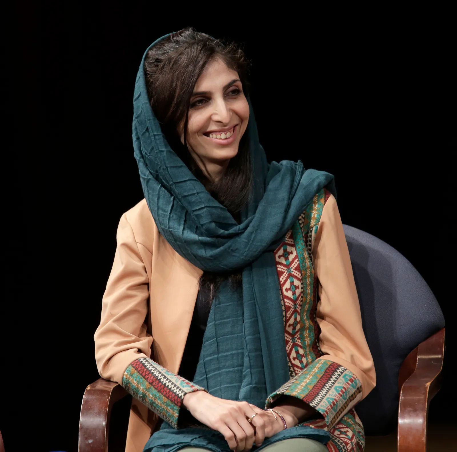 CEO of the Afghan Citadel Software Company Roya Mahboob participates in an event in New York, Tuesday, Oct. 9, 2018.
