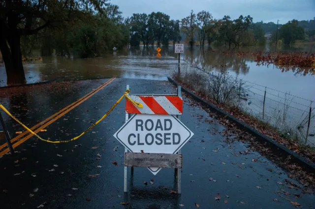 Unrelated file photo of a road closure, taken in Sonoma County, Calif., on Friday, Nov. 22, 2024.