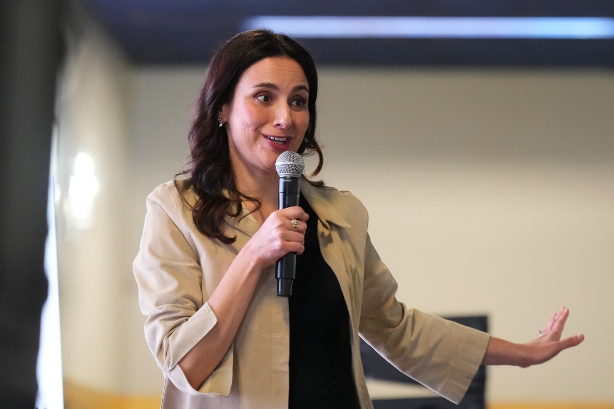 Texas governor candidate Gina Hinojosa speaks during a campaign event in Austin, Texas, on February 17.
