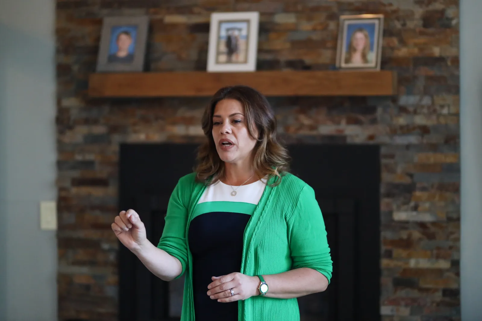 Teresa Benitez-Thompson speaks during a campaign event in Incline Village, Nevada on June 11, 2026.