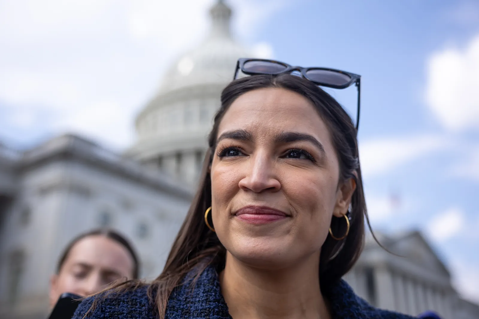 File photo: Representative Alexandria Ocasio-Cortez (D-N.Y.) speaks with reporters outside the Capitol on September 1, 2026.