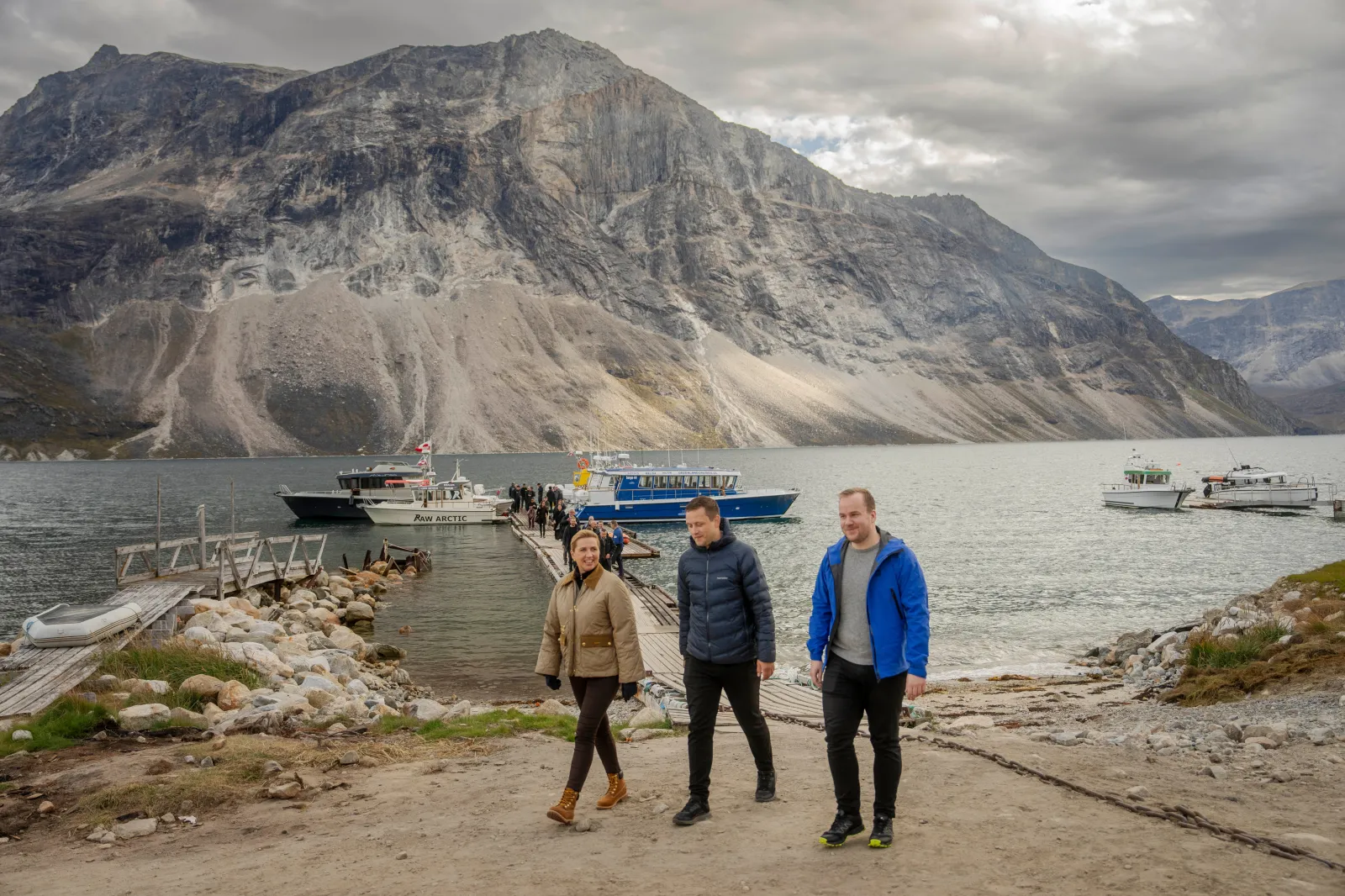 From left, Danish Prime Minister Mette Frederiksen, Greenland's Prime Minister Jens-Frederik Nielsen, and the Faroe Islands' Prime Minister Beinir Johannesen vi