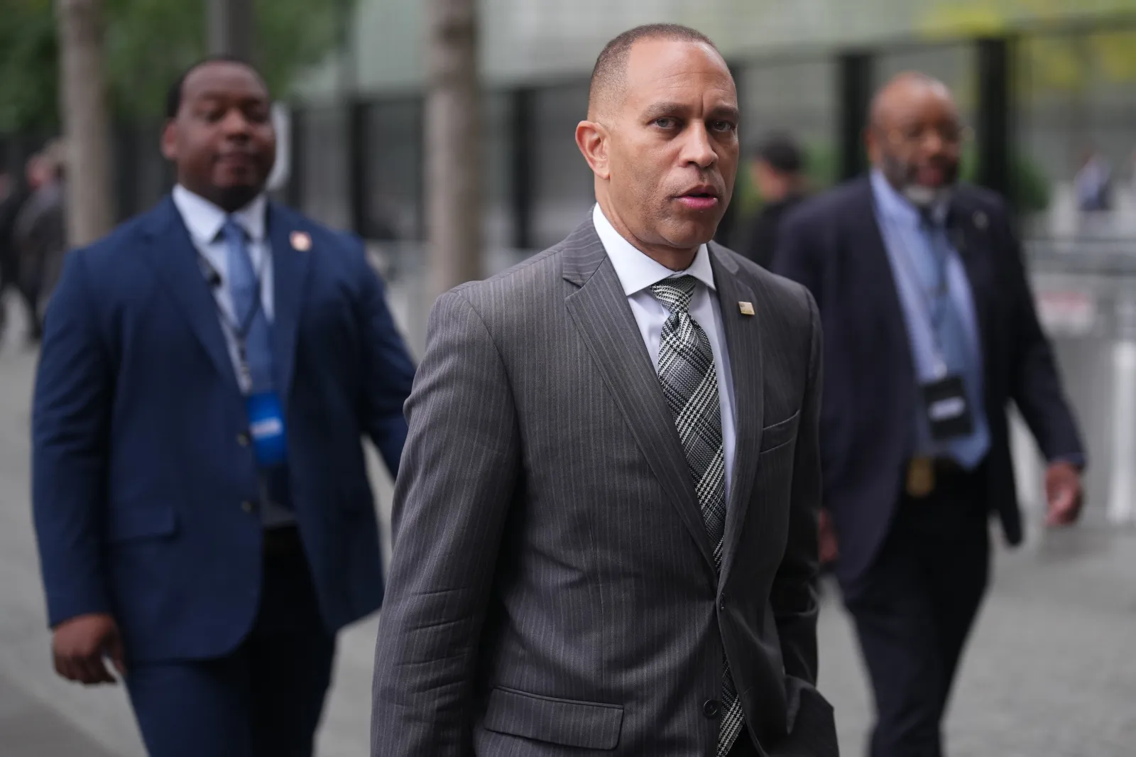 Representative Hakeem Jeffries, a New York Democrat, arrives to the memorial on the 25th anniversary of the September 11, 2001, terrorist attacks, on September
