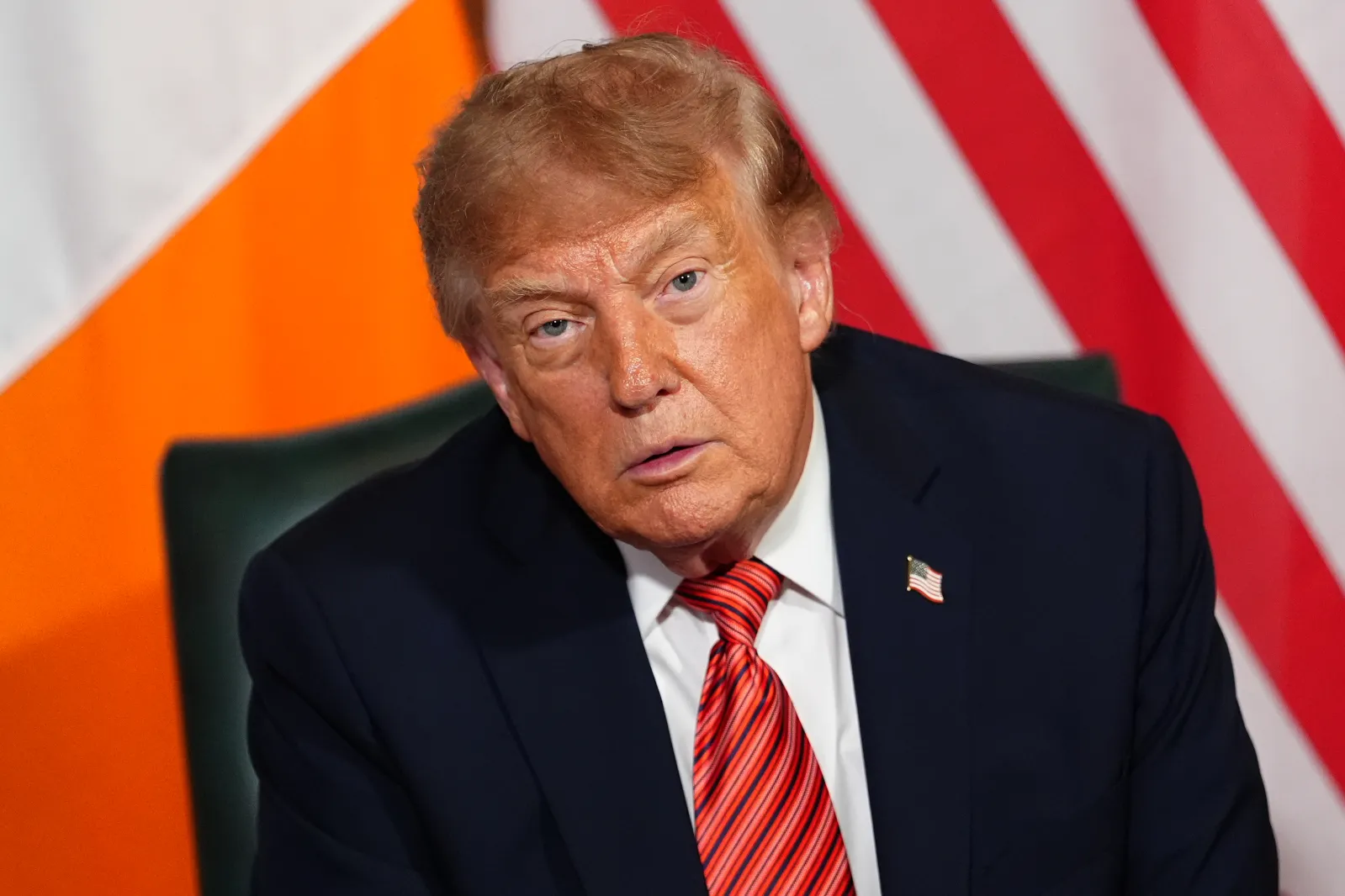 U.S. President Donald Trump during a meeting with Ireland's Prime Minister Micheál Martin at Farmleigh House in Dublin, Saturday, September 12, 2026.