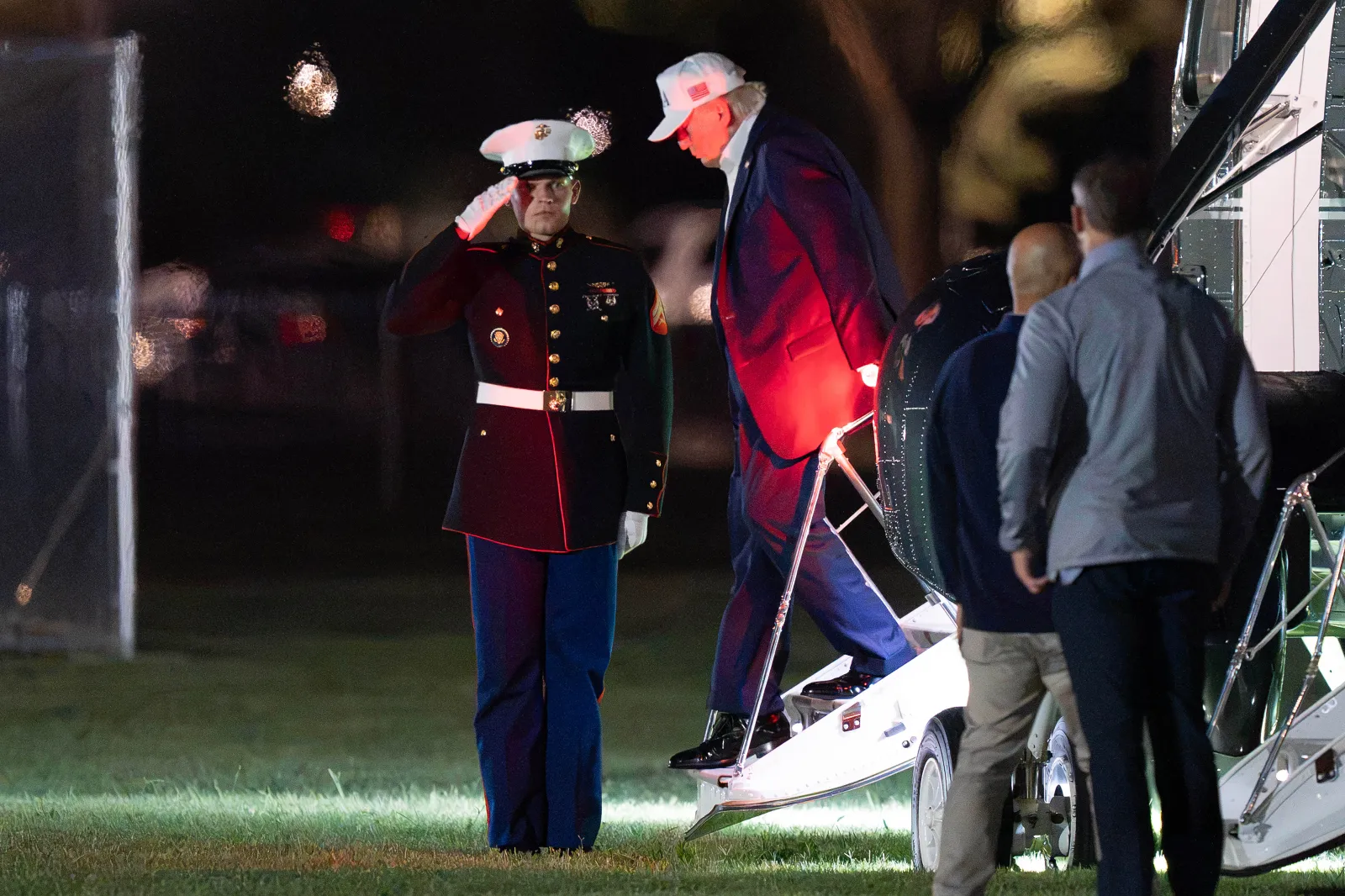 President Trump steps off from Marine One upon his arrival at the Ellipse just outside of the White House, Saturday, Sept. 19, 2026, in Washington.