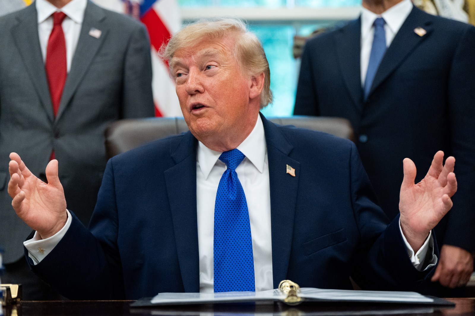 President Donald Trump speaks in the Oval Office of the White House, Monday, Sept. 28, 2026, in Washington.