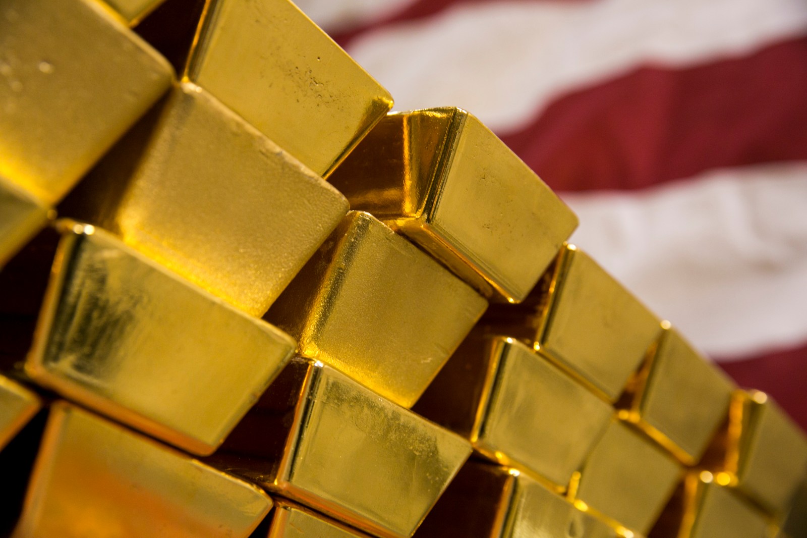 Gold bars at the West Point Mint in New York state in 2014.