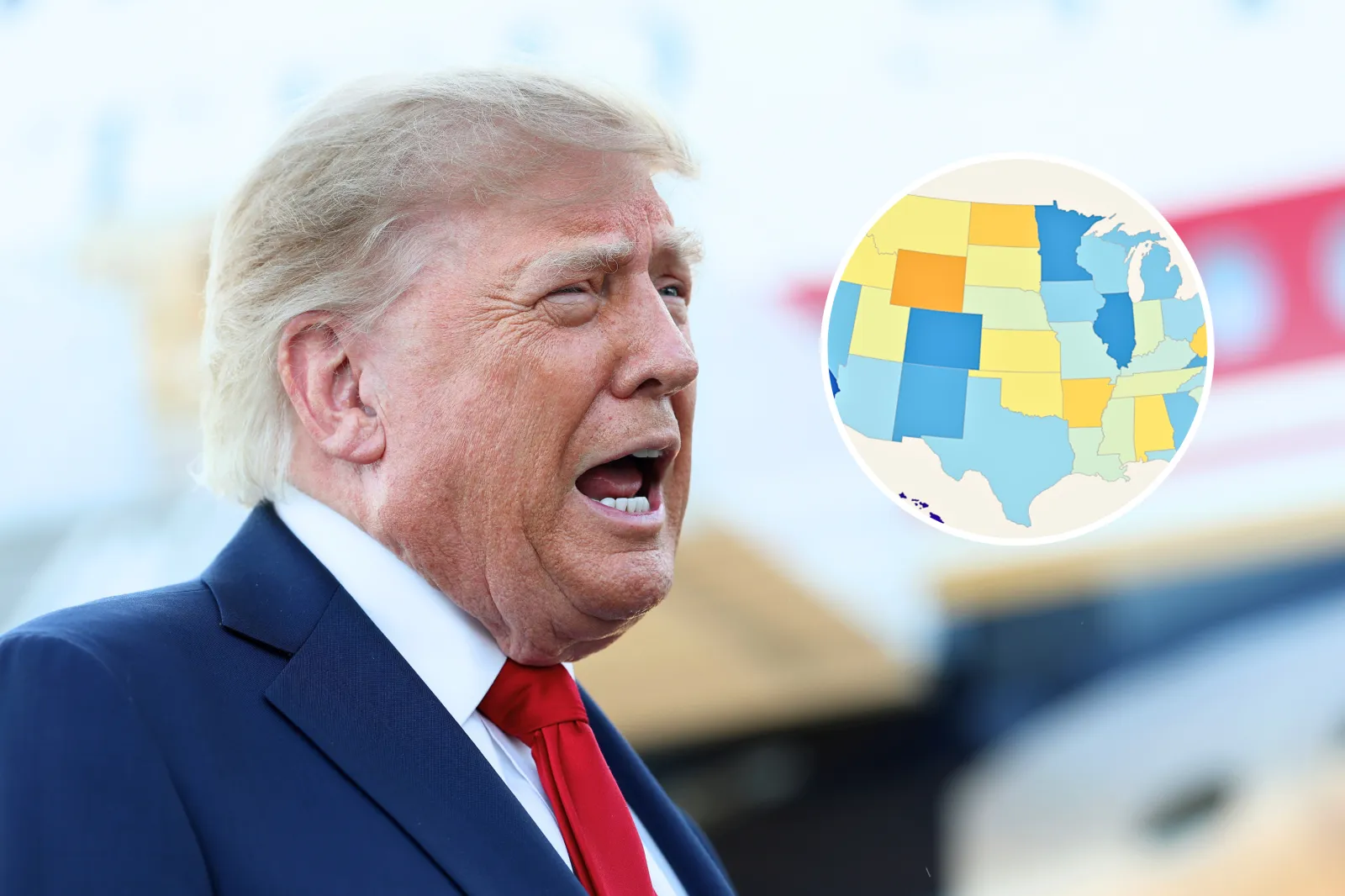 President Donald Trump talks with members of the media after walking off Air Force One at the Charlotte Douglas International Airport on September 16, 2026 in Charlotte, North Carolina.