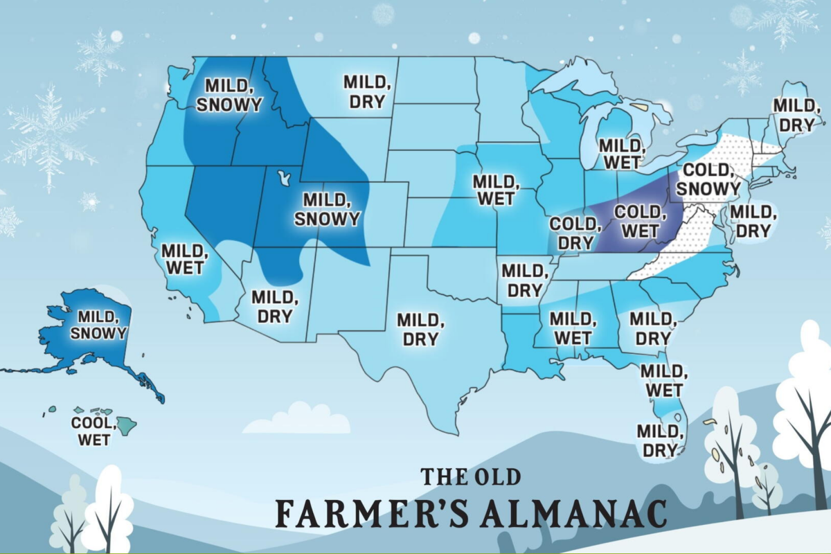 Old Farmer’s Almanac Map Shows States Facing ‘Snowier-Than-Normal' Winters
